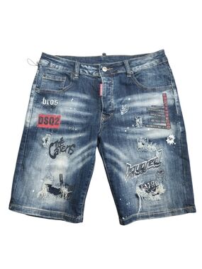Dsquared2 Made In Italy Designer Jean Shorts Skater Punk Distressed Size 50 (32)